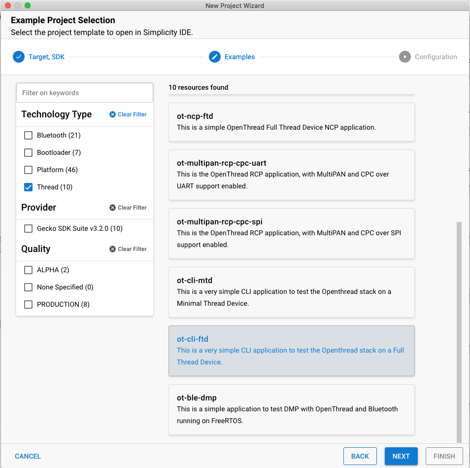 Étape 2 de l'assistant Nouveau projet