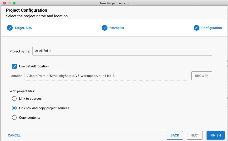 Étape 3 de l'assistant Nouveau projet