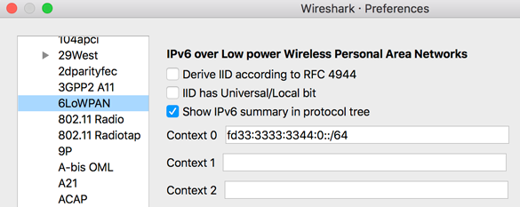 خدمة OT Sniffer Wireshark 6LoWPAN