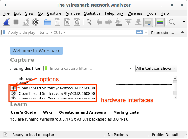 Captura de extcaps Wireshark de OT Sniffer