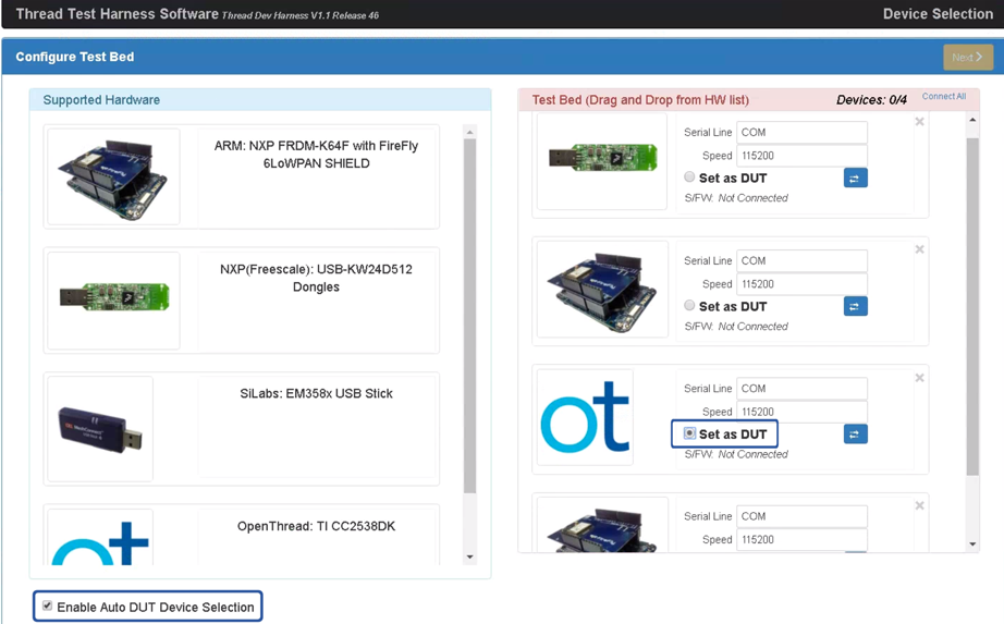 OT Certification Auto DUT